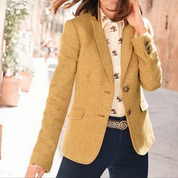 Talbots Jackets & Blazers - NWOT Talbot’s Wool Blend Yellow Two Button Blazer size 18W Petite